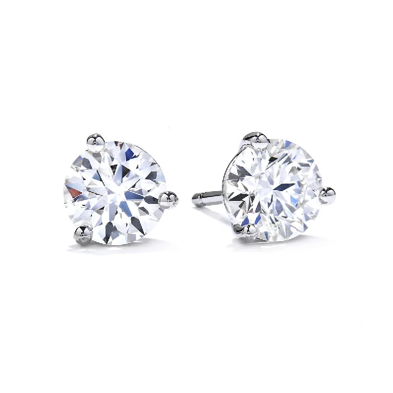 women’s crystal drop earrings-Three-Prong Stud Earrings