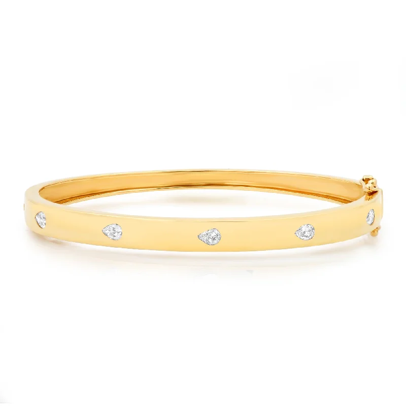 women’s floral bracelet-DIAMOND TEARS BANGLE, 14kt GOLD