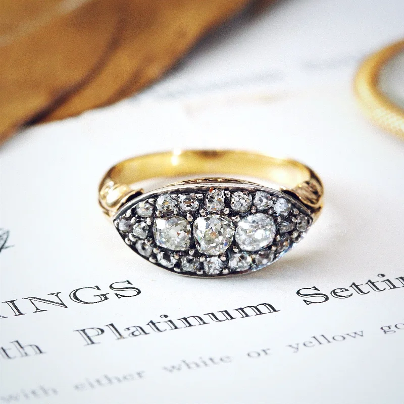 women’s unique ring-Beautiful Handmade Antique Diamond Cluster Ring