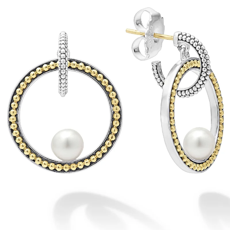 women’s silver hoop earrings-Caviar Pearl Drop Earrings