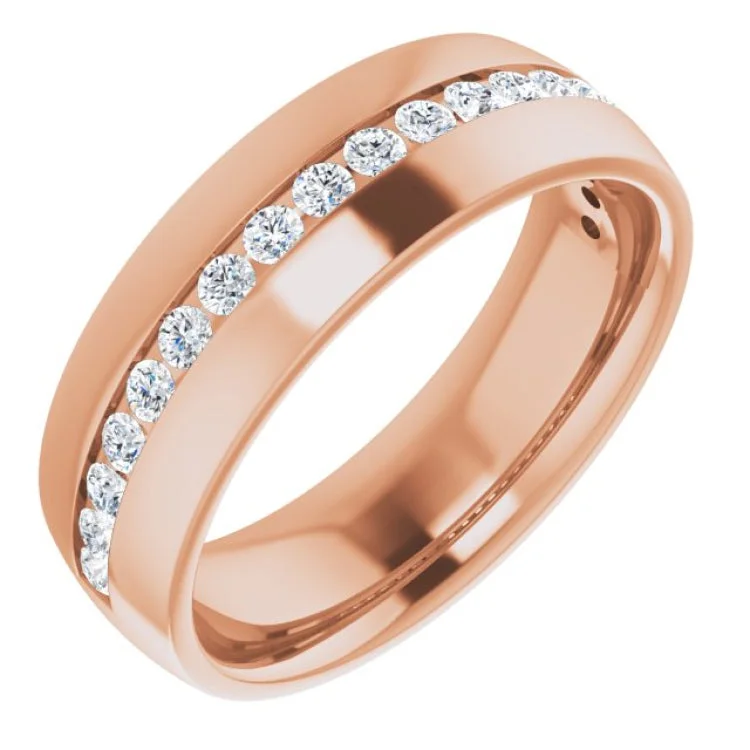 women’s classic solitaire ring-14K Rose 3/8 CTW Champagne Natural Diamond Band