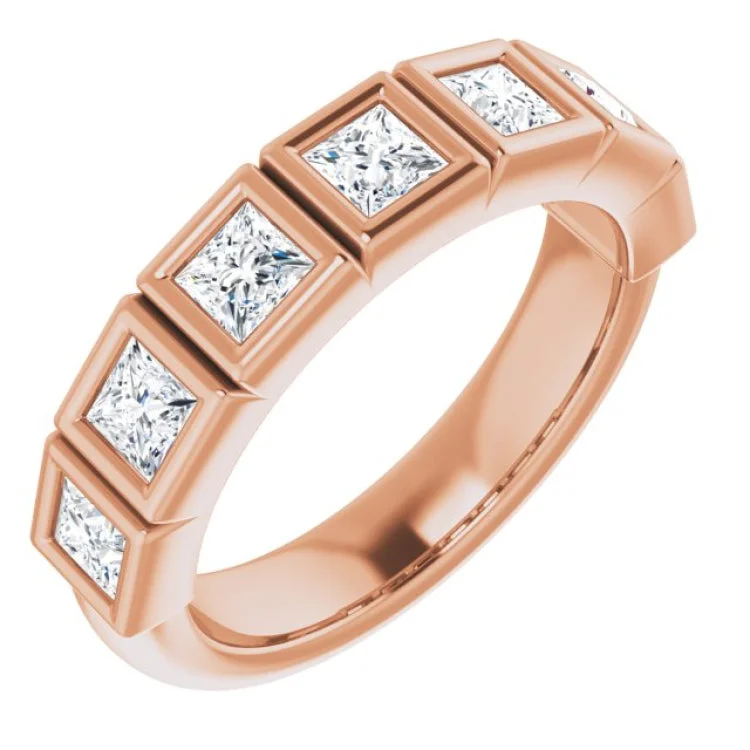 women’s personalized ring-14K Rose 1 1/8 CTW Natural Diamond Anniversary Band