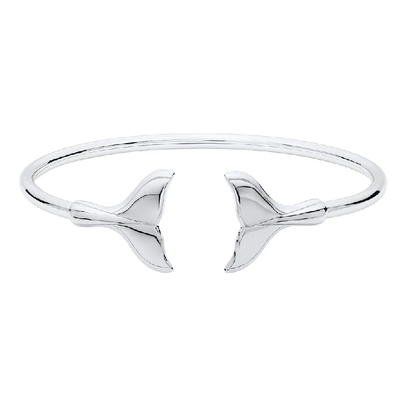 women’s stackable bangle-LeStage® Cape Cod : Split Shank Flex Whale Tail Cuff  -Silver