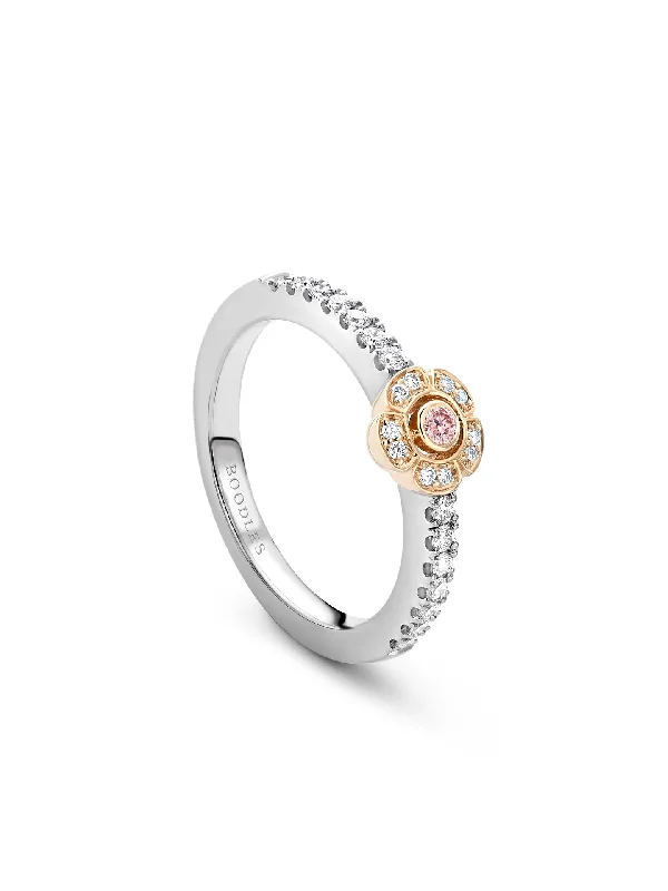 women’s zircon ring-Secret Garden Pink Diamond Flower Ring