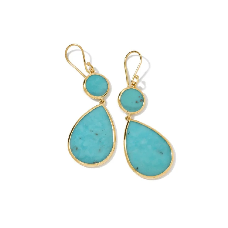 women’s timeless earrings-Ippolota Turquoise Double Drop Polished Rock Candy Earrings