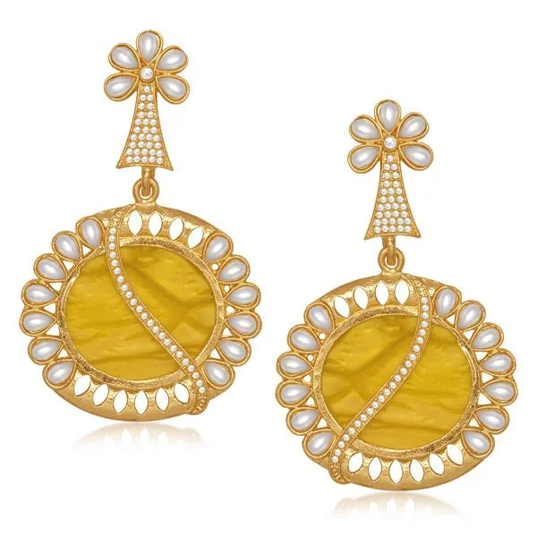 women’s chandelier earrings-Kriaa Gold Plated Pearl Resin Dangler Earrings