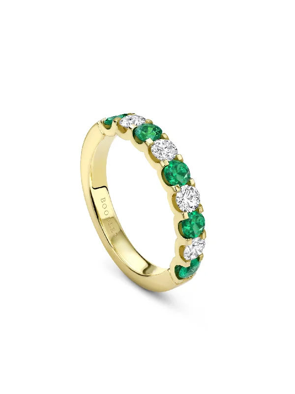 women’s radiant-cut ring-Classic Evermore Emerald Diamond Yellow Gold Eternity Ring