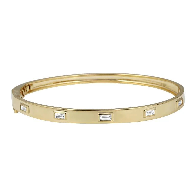 women’s bangle bracelet-14k Yellow Gold Baguette High Polished Bangle