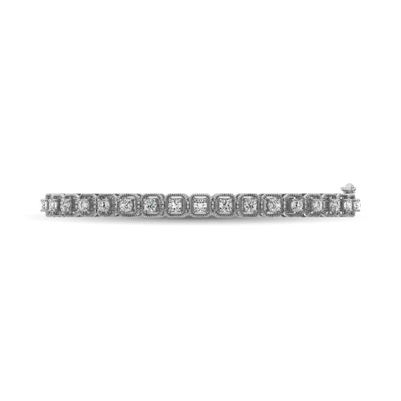 women’s classic bracelet-14K White Gold Diamond 1 Ct.Tw. Bangle With Milgrain Details