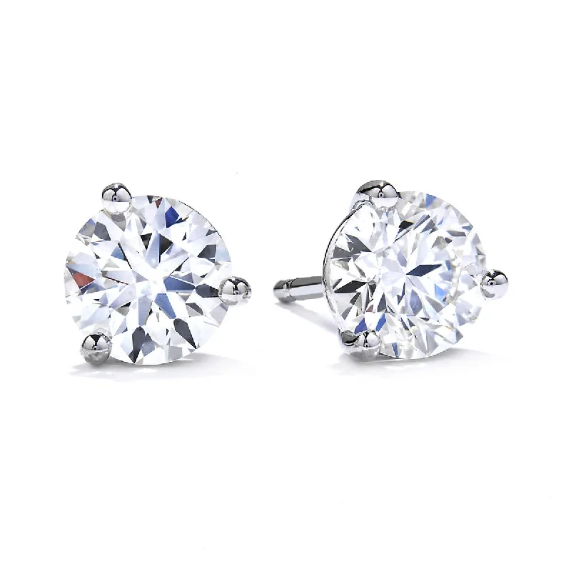 women’s diamond stud earrings-Three-Prong Stud Earrings