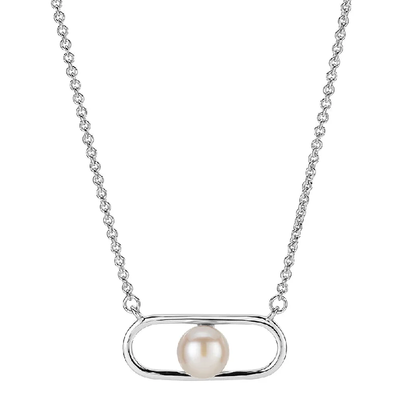 women’s gemstone pendant necklace-Cultured freshwater pearl necklace in sterling silver