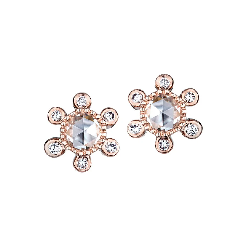 women’s chic earrings-Starburst Rose Cut Diamond Stud Earrings