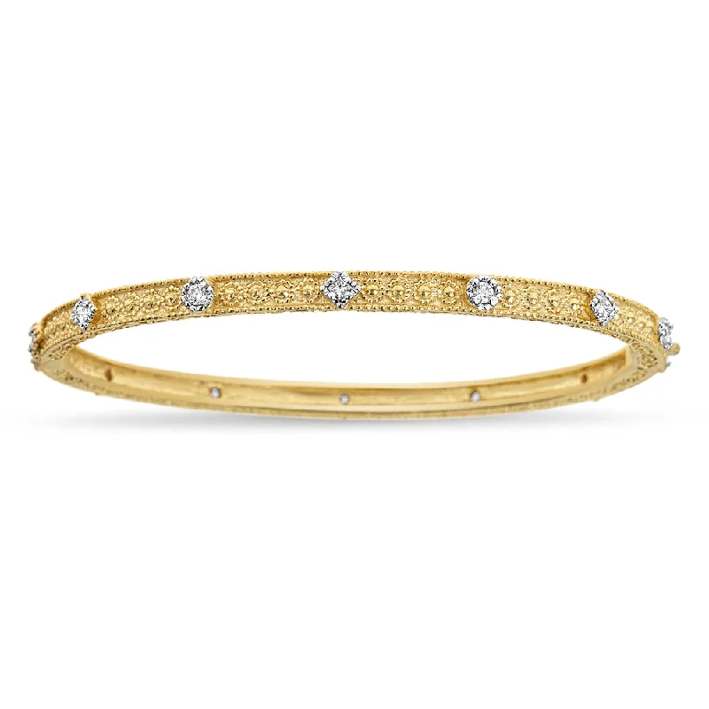 women’s custom bracelet-Diamond Granule Bezel Eternity Bangle