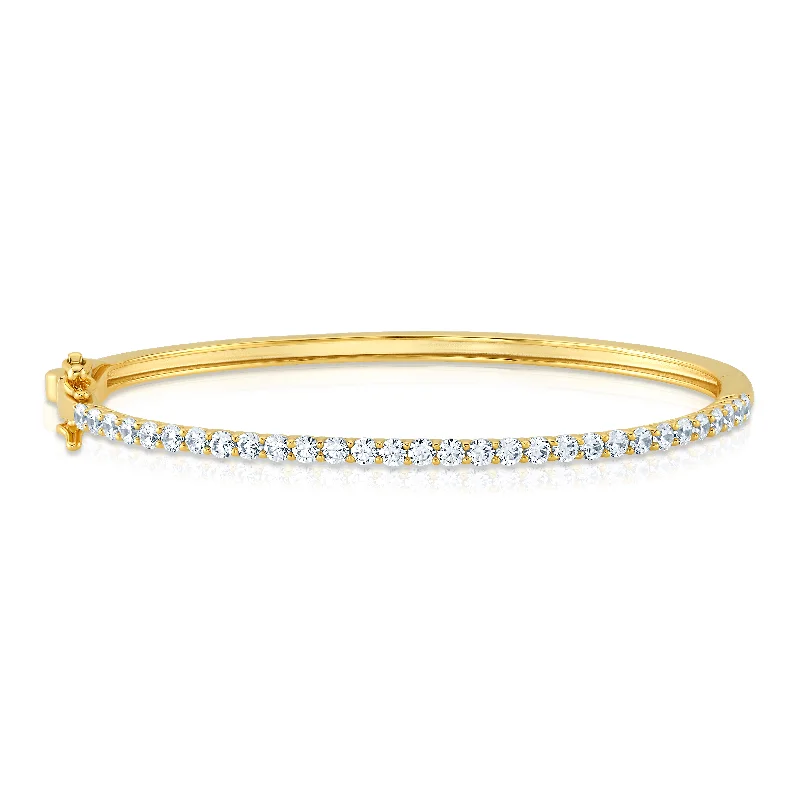 women’s adjustable gold bracelet-2MM CZ BANGLE, GOLD