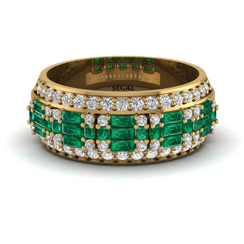 women’s floral engagement rings-Baguette Emerald Eternity Wedding Band - Billy No. 4