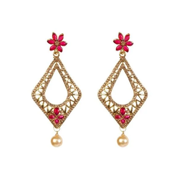 women’s large hoop earrings-Kriaa Kundan And Stone Gold Plated Dangler Earring