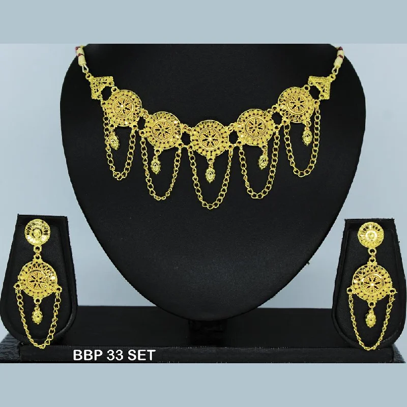 women’s flower necklace-Mahavir Forming Gold Necklace Set  - BBP SET 33