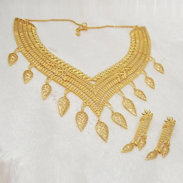 women’s bar necklace-Utkrishtt Forming Gold Plated Copper Necklace Set - 1107809