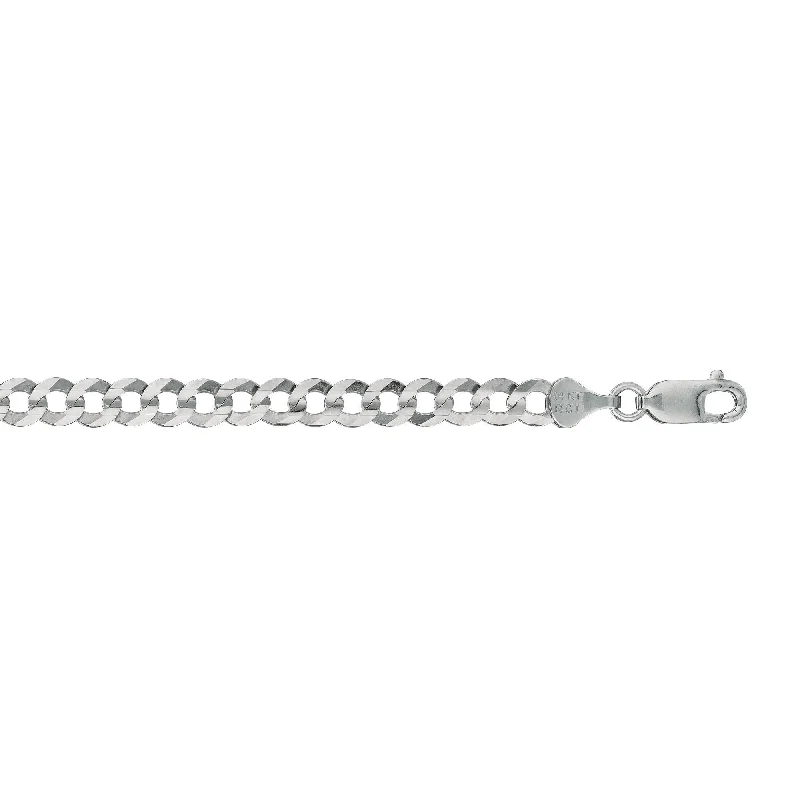 women’s colorful bracelet-14kt 8.50 inches White Gold 5.7mm Diamond Cut Comfort Curb Chain with Lobster Clasp