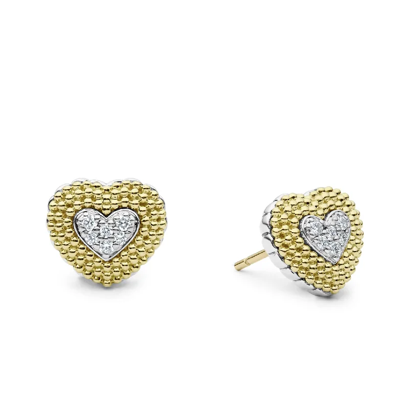 women’s designer earrings-Diamond Heart Stud Earrings