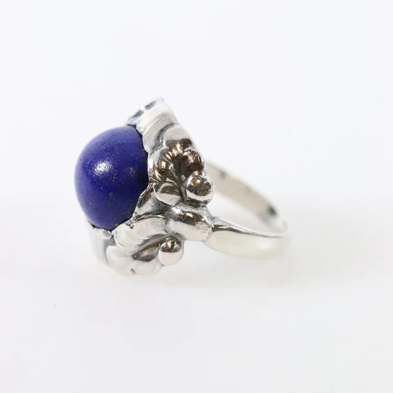 women’s classic ring-Vintage Georg Jensen Jewelry | Art Nouveau Lapis Lazuli Ring 11A