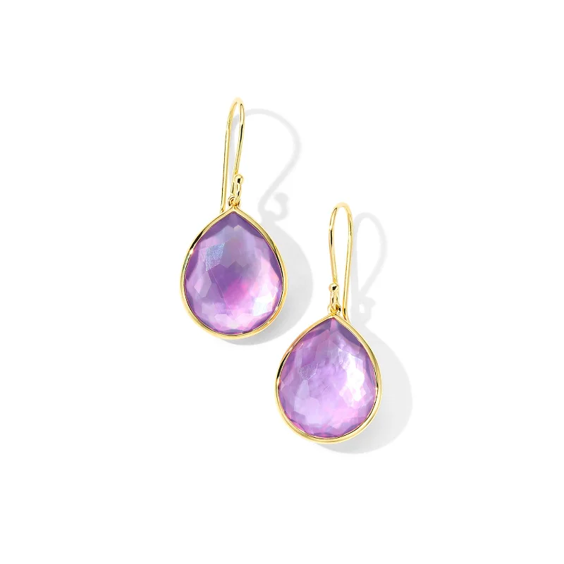 women’s gold earrings-Dark Amethyst Medium Rock Candy Teardrop Earrings