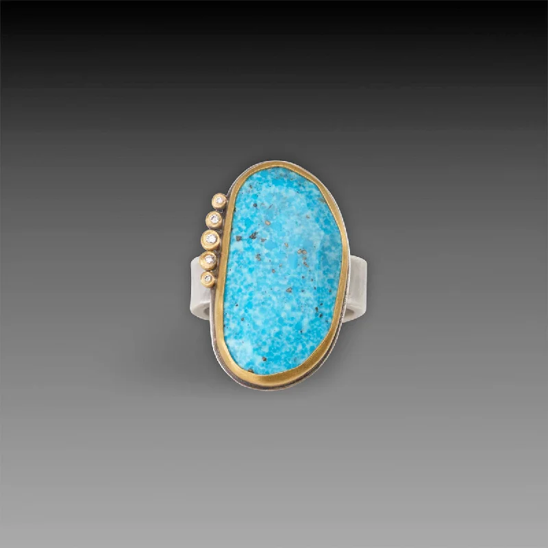 women’s decorative ring-Faceted Turquoise Statement Ring