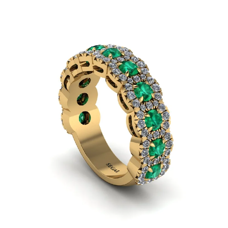 women’s unique engagement rings-Emerald Blossoming Love Halo Wedding Band - Annalise No. 4