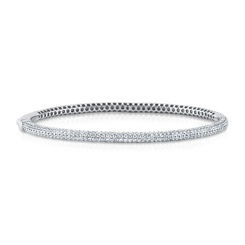 women’s luxury diamond bangle-CZ PAVE BANGLE, SILVER