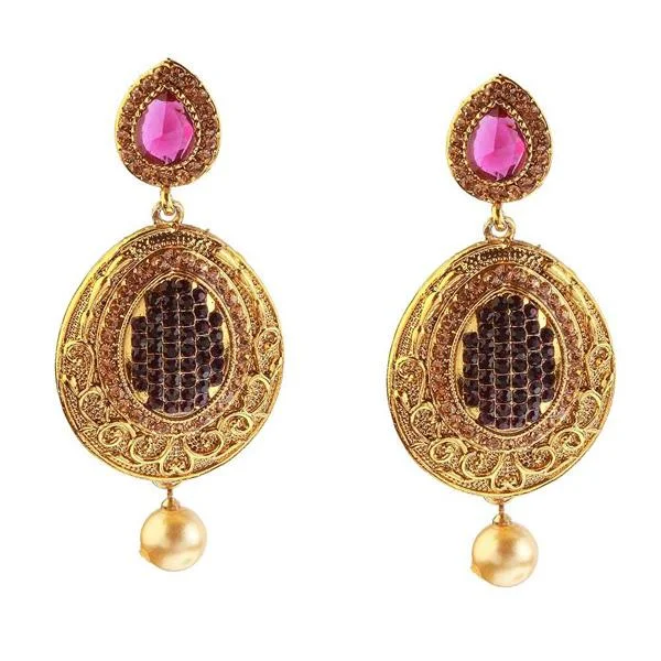 women’s heart-shaped earrings-Kriaa Stone Gold Plated Gold Plated Dangler Earring