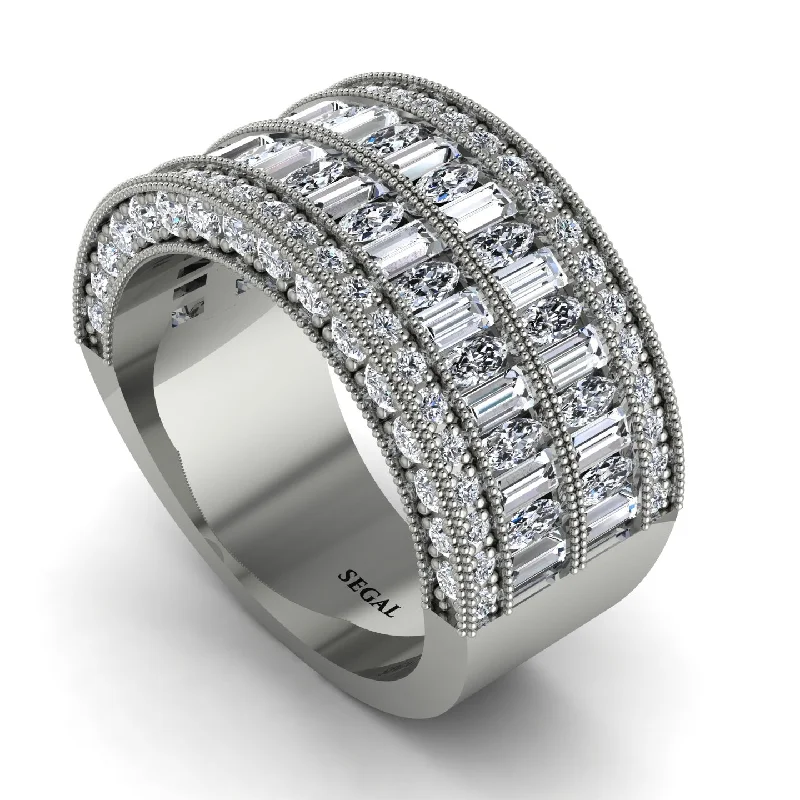 women’s stackable engagement rings-Diamond Multi-Row Halo Wedding Band - Blake No. 3