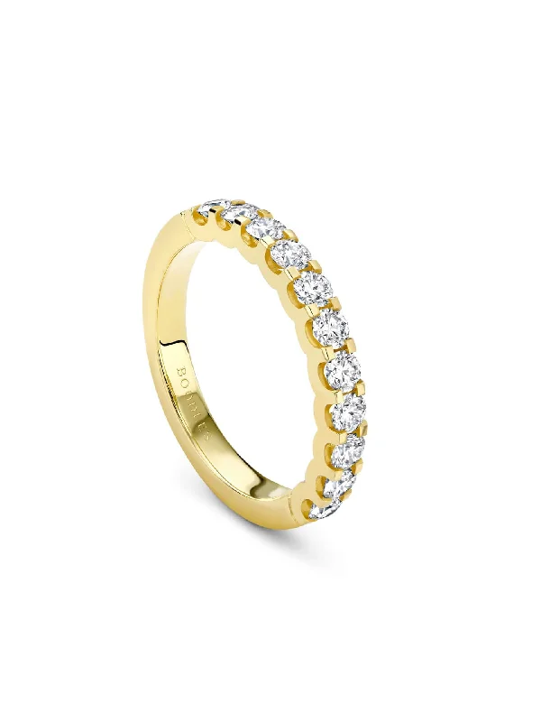 women’s gold-plated ring-Classic Evermore Half Hoop Yellow Gold Eternity Ring 0.66 Carat