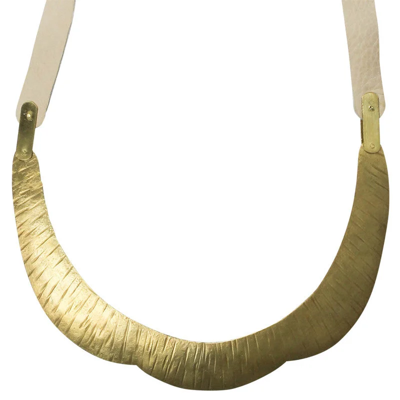 women’s layered necklace-Palmer Necklace, Brass & Leather