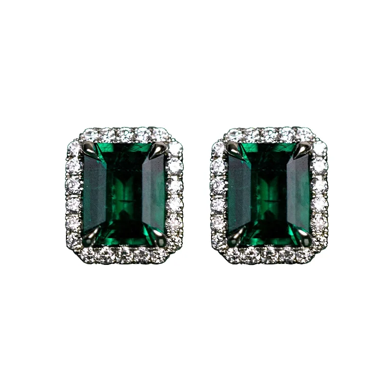 women’s pearl stud earrings-Custom Designed Emerald and Diamond Earrings