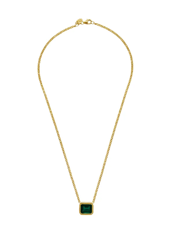 women’s long chain necklace-Cuba Block Necklace