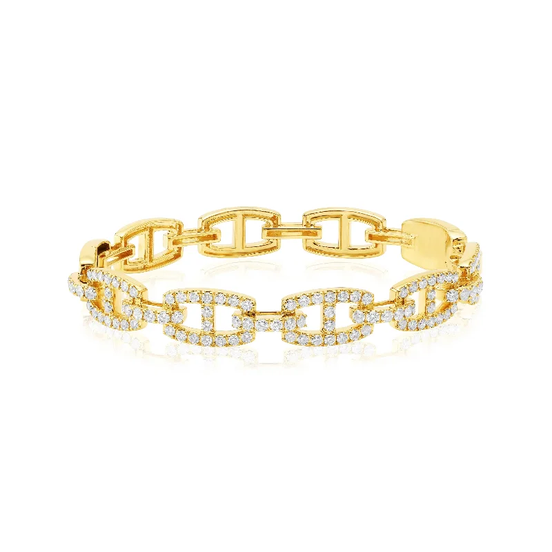 women’s pearl bracelet with gold-14k Gold Diamond Link Bangle