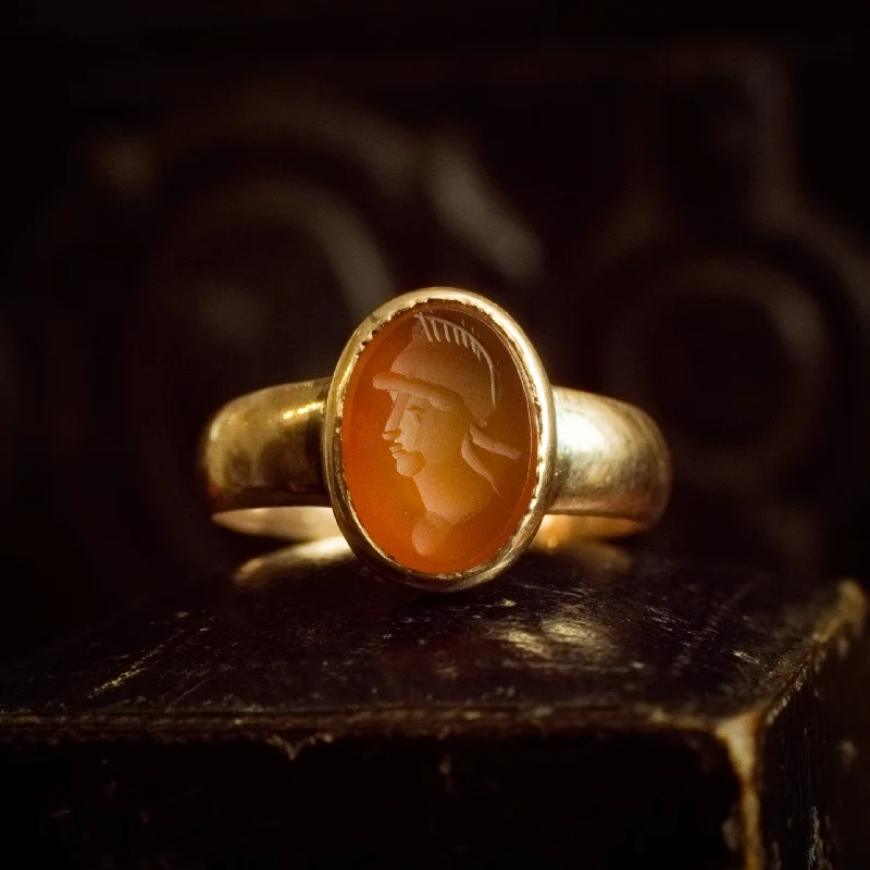 women’s adjustable gemstone ring-Heroic Antique Carnelian Intaglio Ring