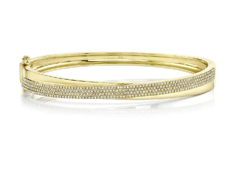 women’s charm bracelet-14k Yellow Gold Diamond Pave & Polished Crossover Bangle