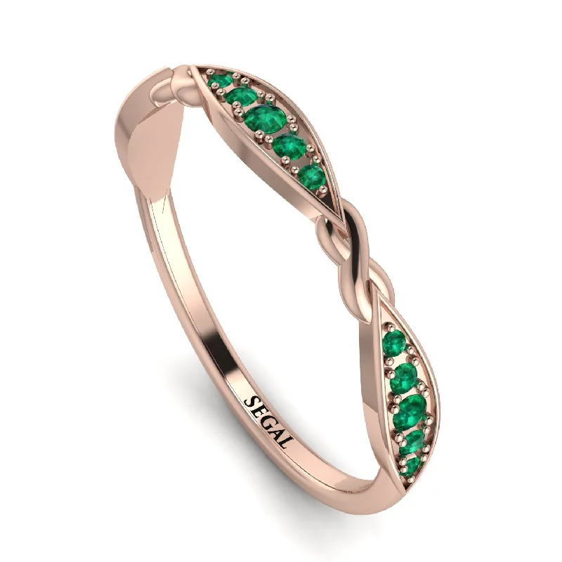 women’s affordable engagement rings-Vintage Emerald Wedding Band - Laila No. 5