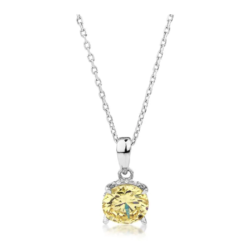 women’s hollow necklace-Round Brilliant solitaire necklace with 1.34 carats* of diamond simulants in sterling silver