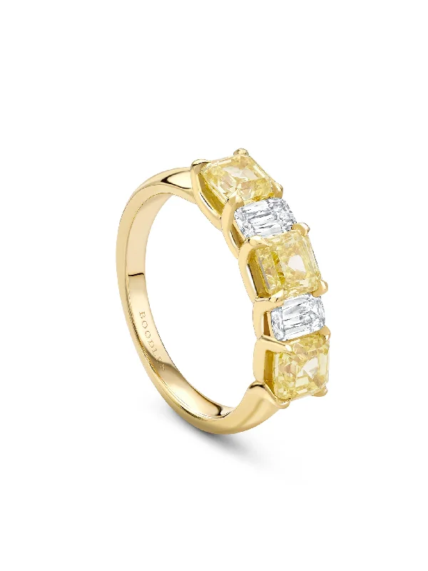 women’s diamond eternity band ring-Classic Yellow and White Diamond Eternity Ring