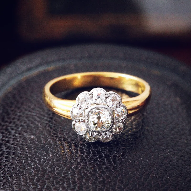 women’s wedding ring-Scarce Find, Vintage Hand Cut Diamond Cluster Ring