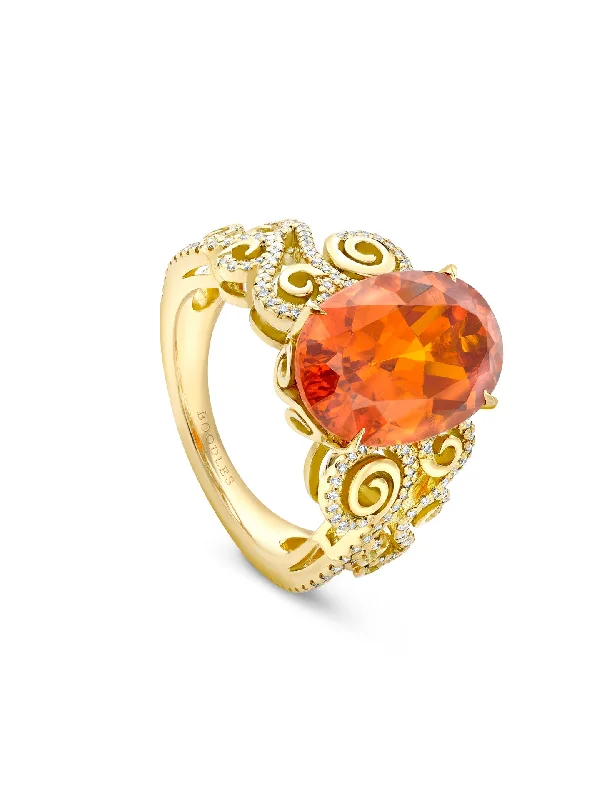 women’s gemstone eternity ring-A Family Journey Vienna Mandarin Garnet Yellow Gold Ring