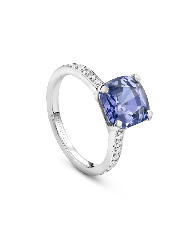 women’s cushion-cut ring-Harmony Cushion Cut Lavender Spinel Platinum Ring