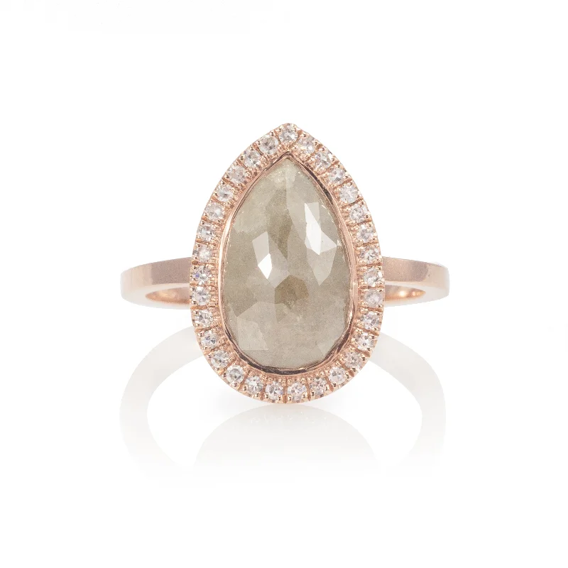 women’s modern ring-Petite Raw Diamond Love Ring