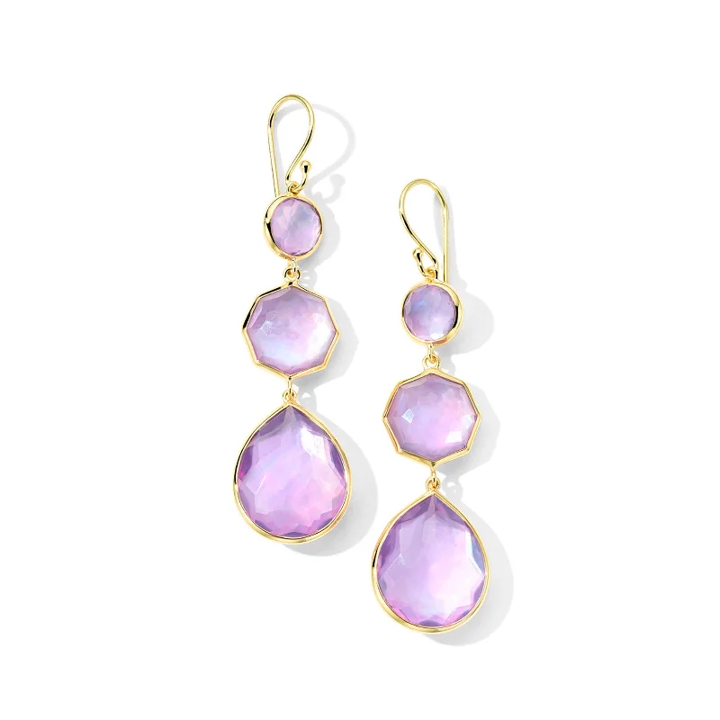 women’s sapphire earrings-Small Crazy 8 Earrings in Amethyst Triplets