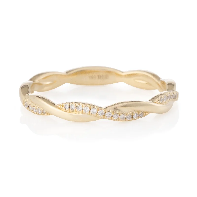 women’s diamond ring-Petite Solid Gold and Diamond Infinity Ring