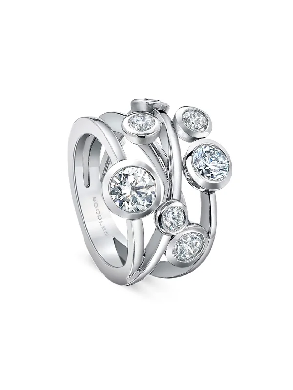 women’s stackable rings-Raindance Seven Diamond Platinum Ring