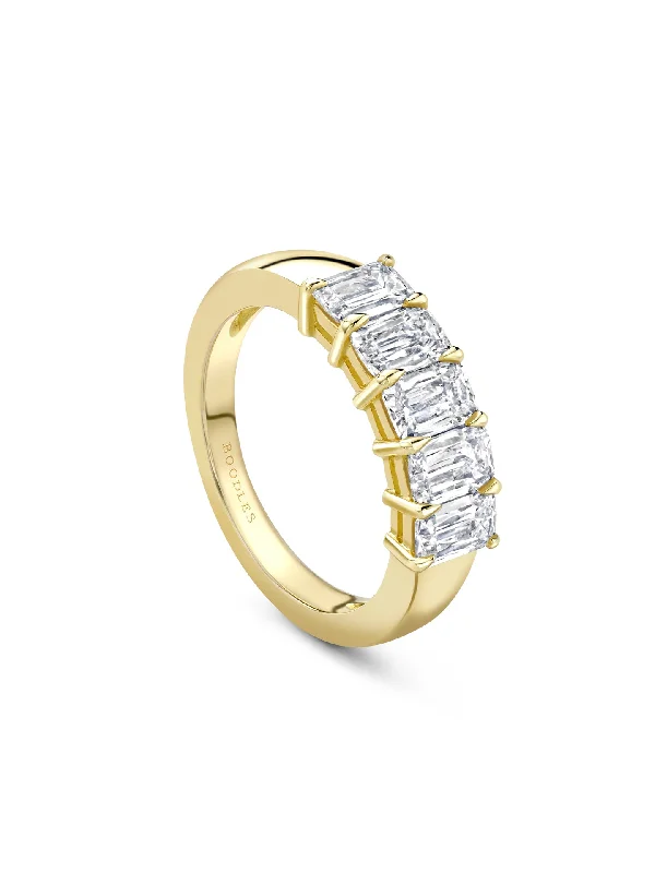 women’s multi-stone ring-Classic Five Stone Ashoka Diamond Yellow Gold Eternity Ring