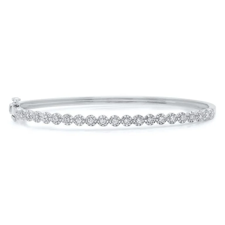 women’s stackable bangle-14K White Gold Diamond Cluster Small Bangle